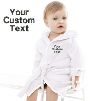Baby and Toddler Your Custom Text Design Embroidered Hooded Bathrobe in Contrast Color 100% Cotton